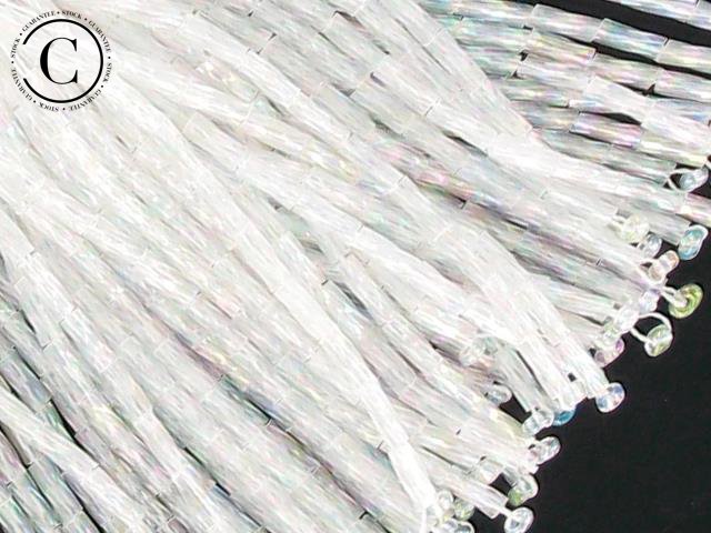 Bugle Bead Dropper Bunch SILVER/WHITE