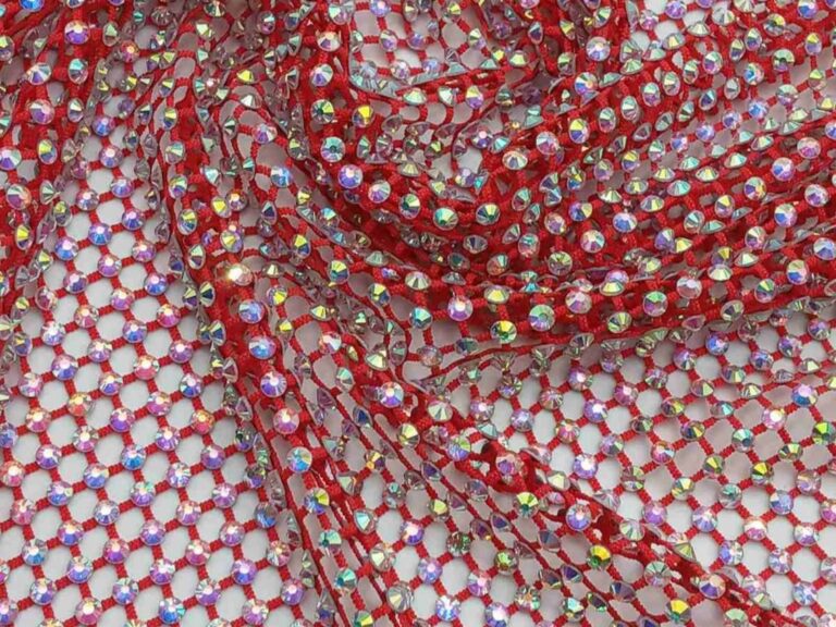 Rhinestone Mesh - RED