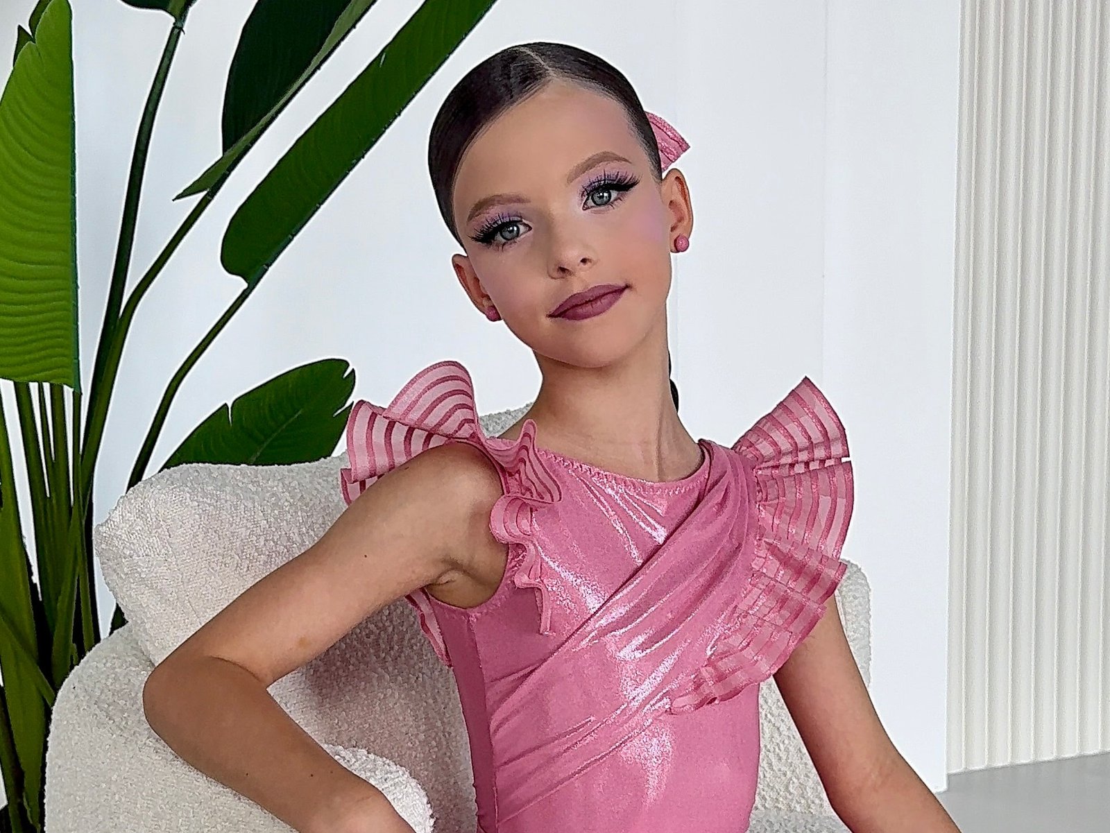 Juvenile Dress In Colour Dusky Pink Metallic Dot