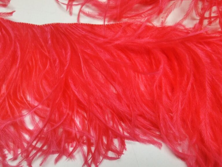 Ostrich Feather Fringe Trim 12-15 Cm - FLUORESCENT RED